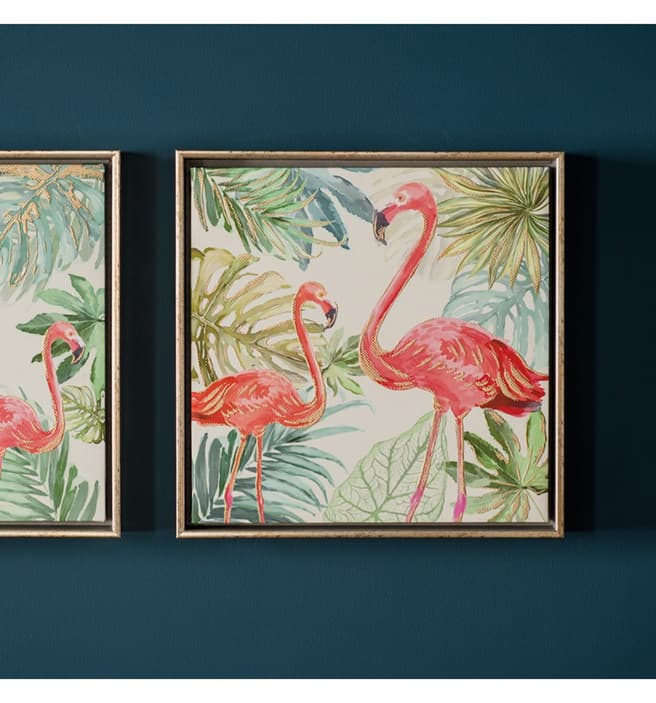 Gallery Living Pink/Green Flamingo II Framed Art 32.5x32.5cm