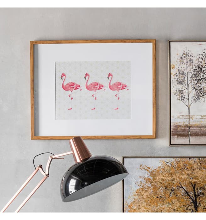 Gallery Living Pink/White Flamingos Crossing Framed Art 74x59cm