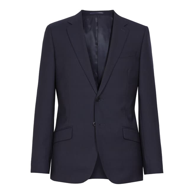 Reiss Navy Wool Blend Slim Fit Textured Suit Jacket
