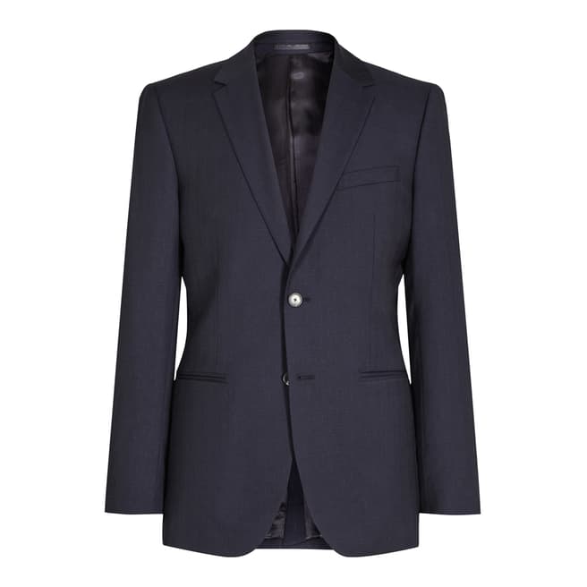 Reiss Navy Woollen Textured Suit Jacket