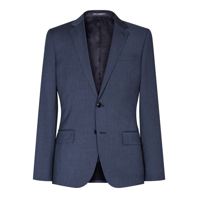 Reiss Blue Wool Blend Slim Fit Tailored Suit Jacket