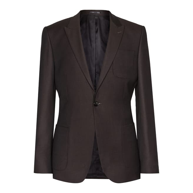 Reiss Brown Brickell Slim Fit Wool Suit Jacket