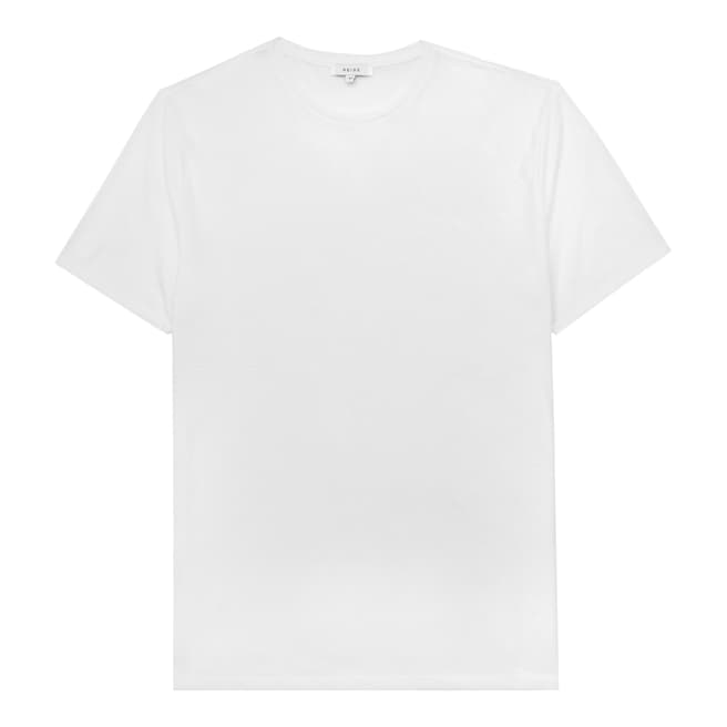 Reiss White Cotton Blend Crew Nep Tshirt
