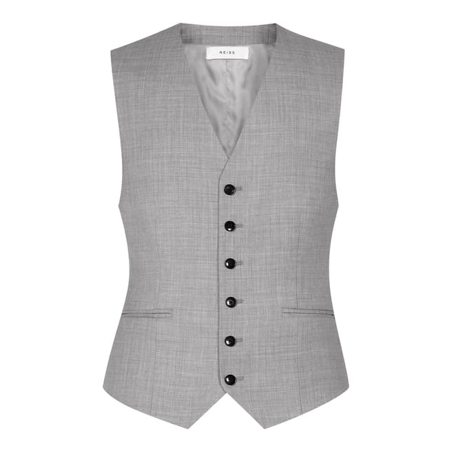 Reiss Grey Woollen Modern Fit Waistcoat