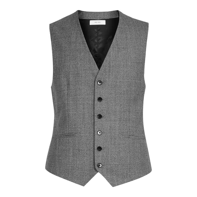 Reiss Grey Mottled Wool Blend Slim Fit Waistcoat