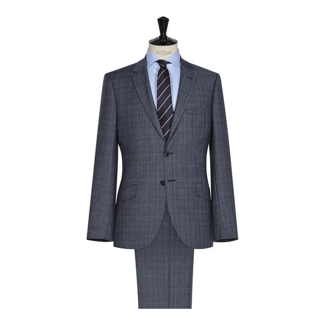 Reiss Blue Check Woollen Modern Fit Monroe Suit