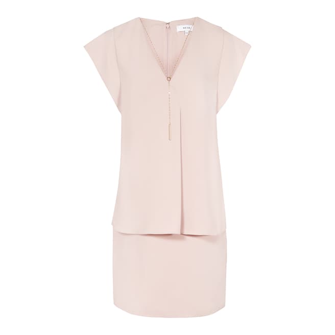 Reiss Ice Pink Tarquin Double Layer Chain Neck Dress