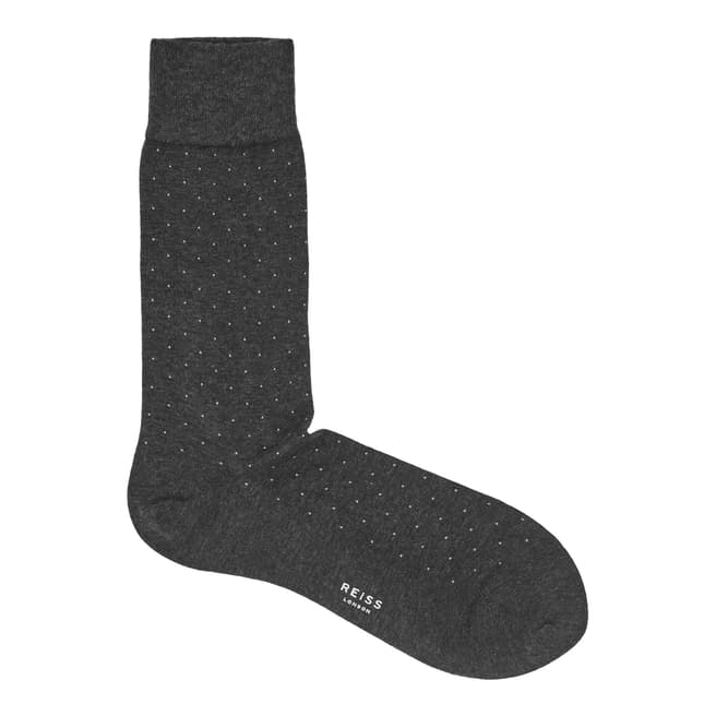Reiss Charcoal Fine Polka Dot Socks