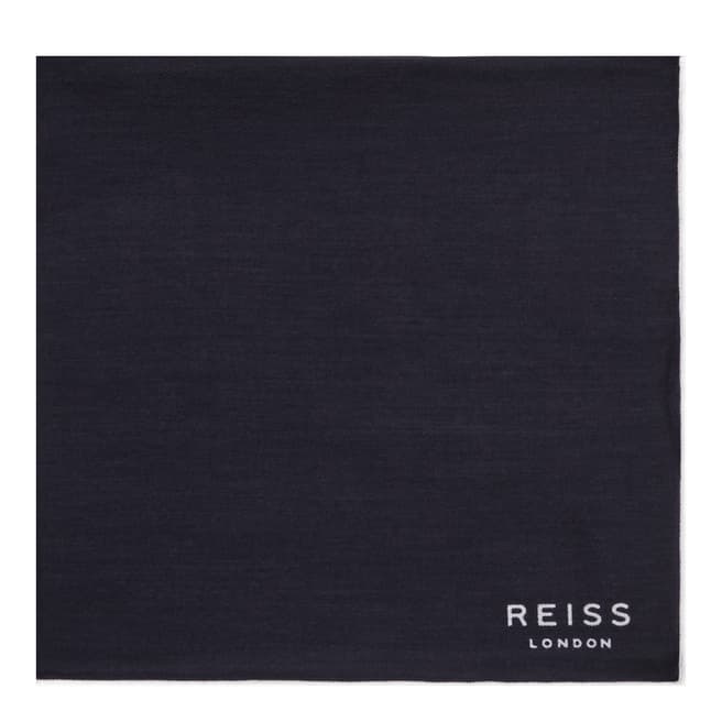 Reiss Navy Plain Cotton/Silk Blend Pocket Square