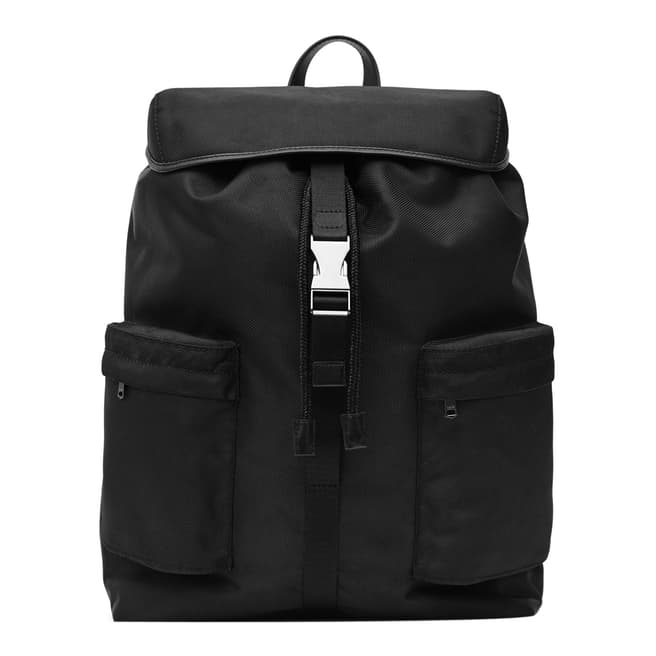 Reiss Black Nylon Billings Textured Backpack
