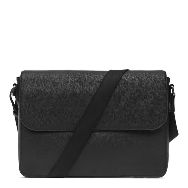 Reiss Black Leather Morten Messenger Bag
