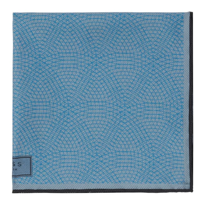 Reiss Blue Silk Bolt Patterned Silk Pocket Square