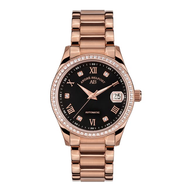 Andre Belfort Women's Rose Gold Diamond Demeter Schwarz Stahl Watch