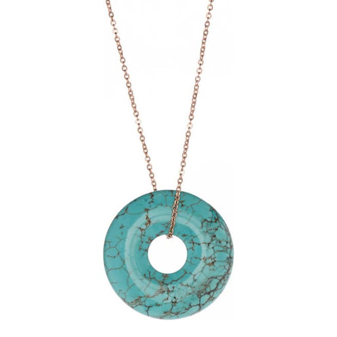 Chloe Collection by Liv Oliver Rose Gold Turquoise Disc Necklace