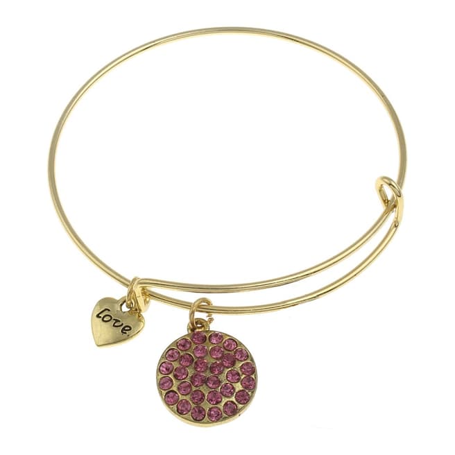 Chloe Collection by Liv Oliver Gold/Pink Love Charm Bracelet
