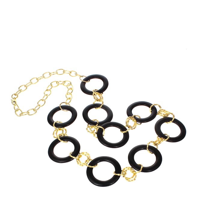 Chloe Collection by Liv Oliver Gold Onyx Ring Necklace