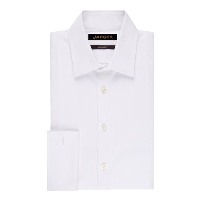 Jaeger White Cotton Regular Fit Dinner Shirt