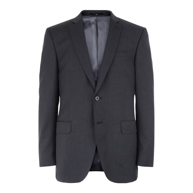 Jaeger Dark Grey Wool Regular Fit Plain Twill Suit Jacket