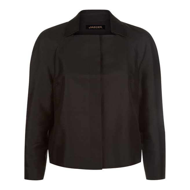 Jaeger Black Cotton Silk Cropped Jacket