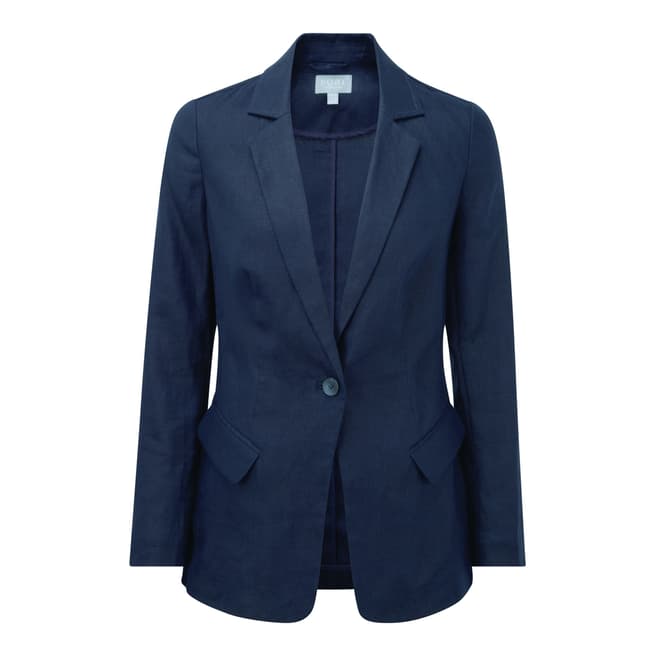 Pure Collection French Navy Longline Linen Jacket