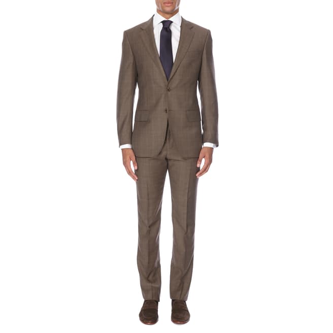 Gieves & Hawkes Dark Taupe Single Breasted Wool Two Piece Suit