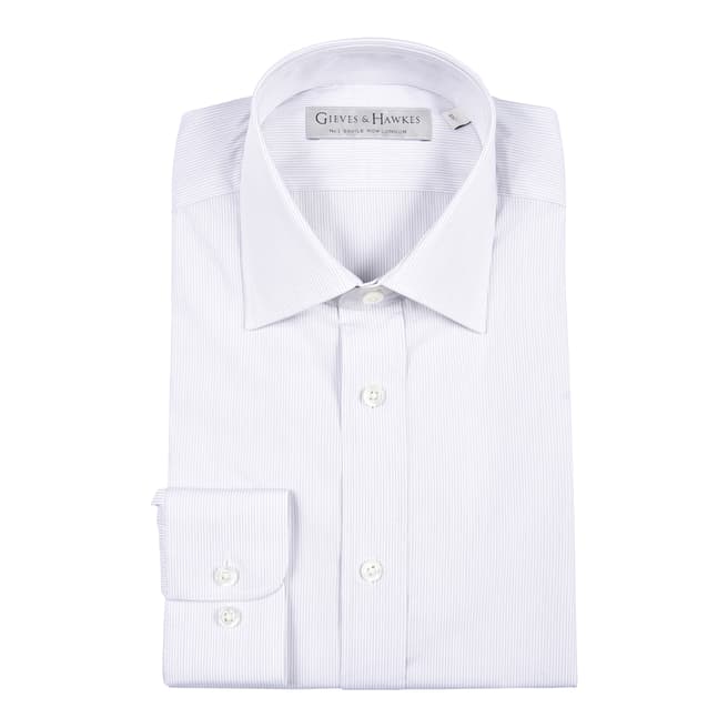 Gieves & Hawkes White Cotton Classic Fit Striped Shirt