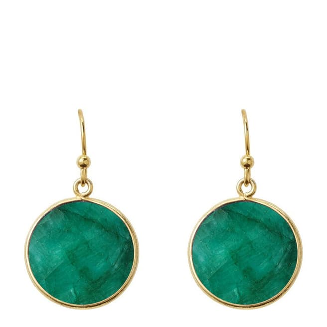 Liv Oliver Gold Emerald Disc Earrings