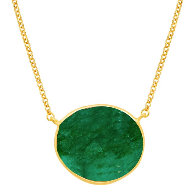 Liv Oliver 18k Emerald Oval Pendant Necklace