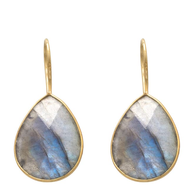 Liv Oliver Gold Plated Labradorite Pear Drop Earrings
