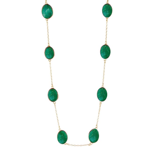 Liv Oliver Gold Emerald Long Necklace