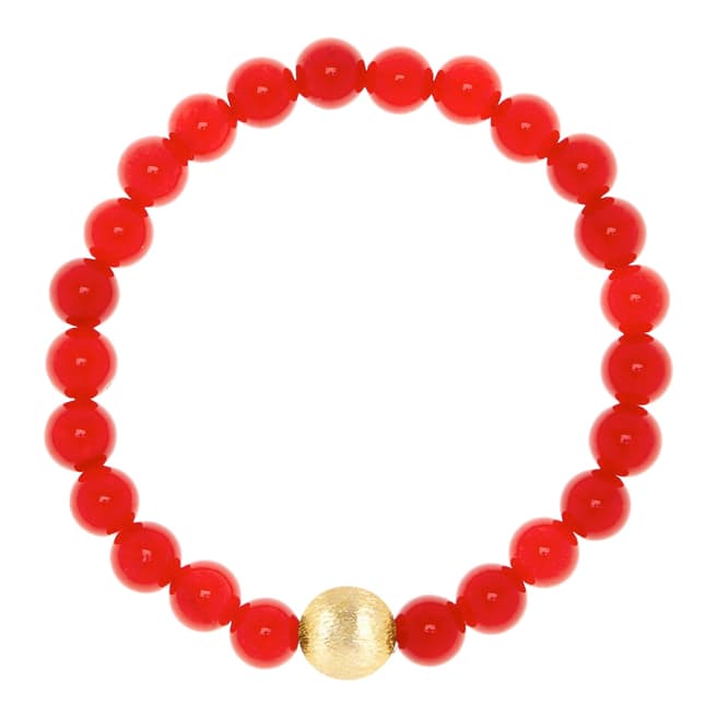 Liv Oliver Matte Gold And Red Jade Bracelet
