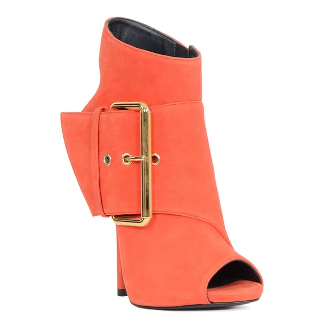Giuseppe Zanotti Coral Suede Buckle Peep Toe Ankle Boots