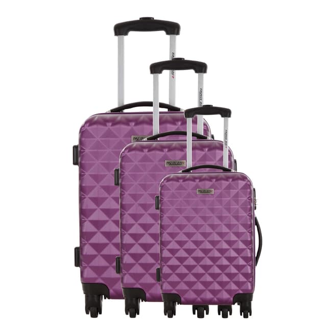 Travel One Set of 3 Violet Spinner Suitcases 45/55/65cm