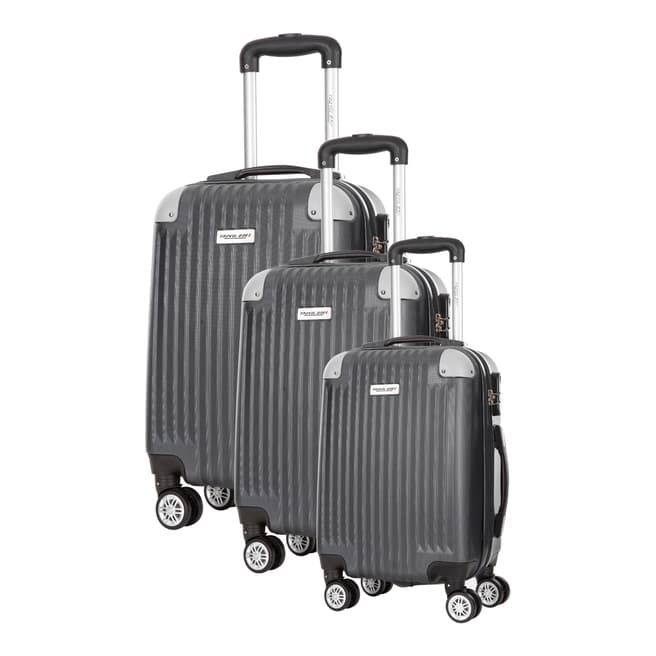 Travel One Set of 3 Grey Spinner Suitcases 45/55/65cm