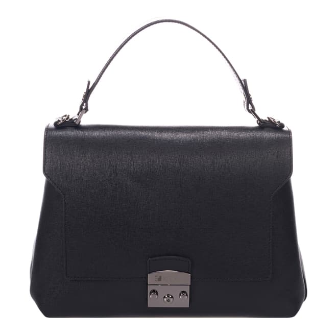 Krole Black Leather Top Handle Bag