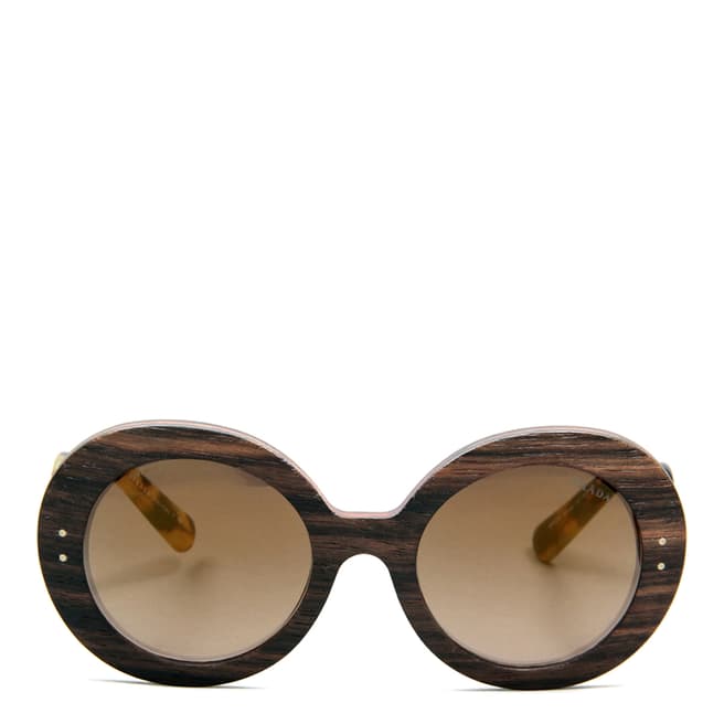 Prada Women's Ebony Malabar / Brown Gradient with Gold Mirror Sunglasses 55mm