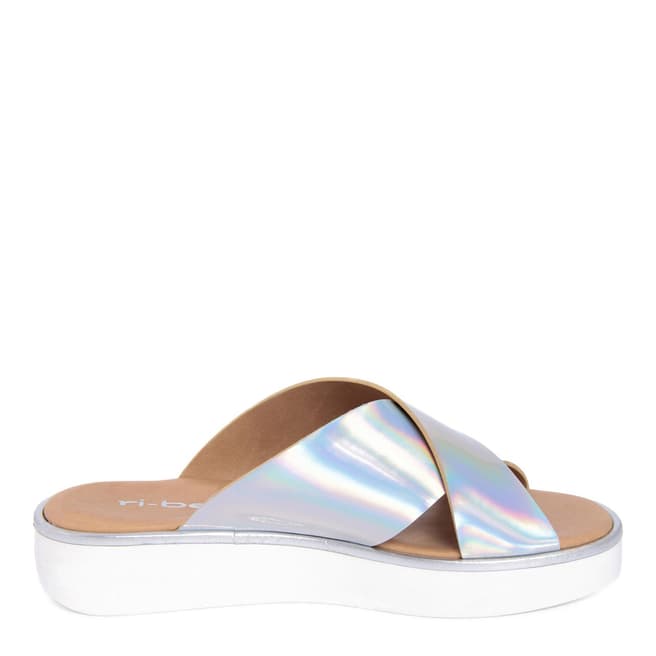 Ri-Belle Silver Holographic Cross Over Sandals