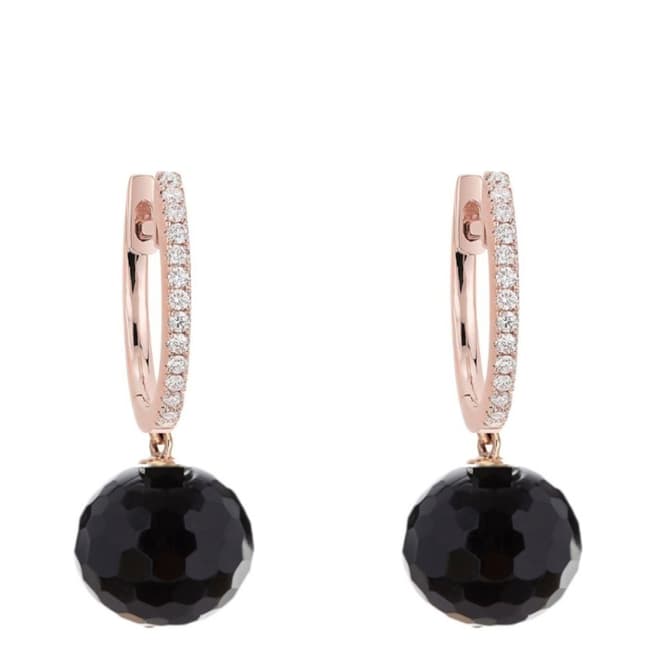 Black Label by Liv Oliver Rose Gold Cubic Zirconia And Faceted Onyx  Drop Earrings