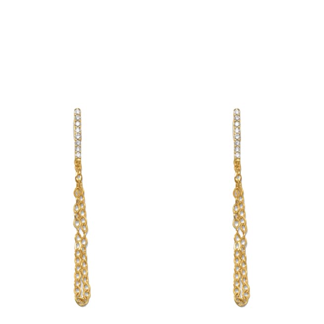Black Label by Liv Oliver Gold Cubic Zirconia Chain Drop Earring