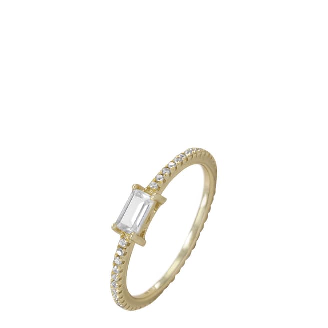 Liv Oliver Gold Plated Emerald Cut Cz Band Ring