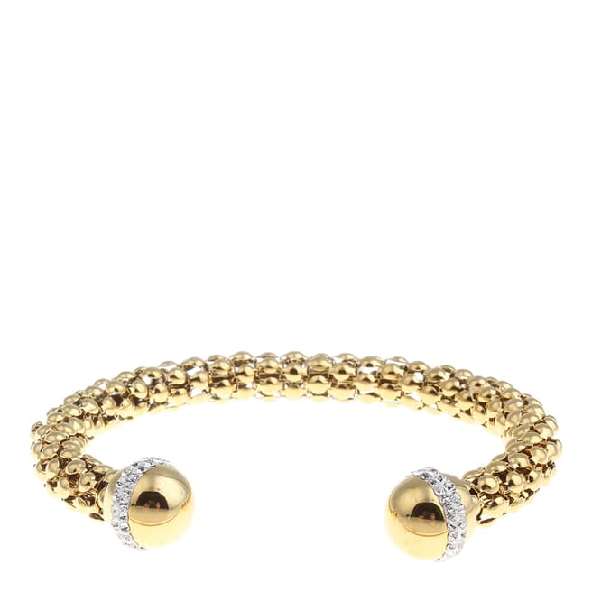 Black Label by Liv Oliver Gold Crystal Open Cuff Bangle