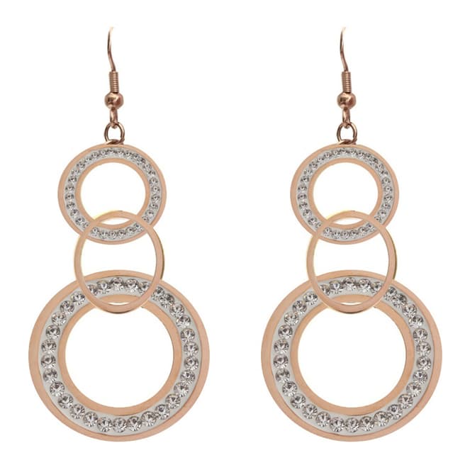 Black Label by Liv Oliver Rose Gold Multi Ring Crystal Drop Earrings