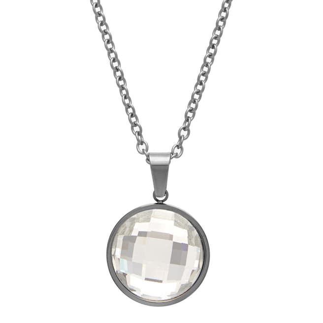 Black Label by Liv Oliver Clear Faceted Crystal Disc Necklace