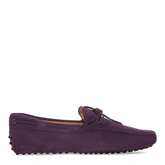 Tod's Purple Suede Gommino Laced Driving Shoes