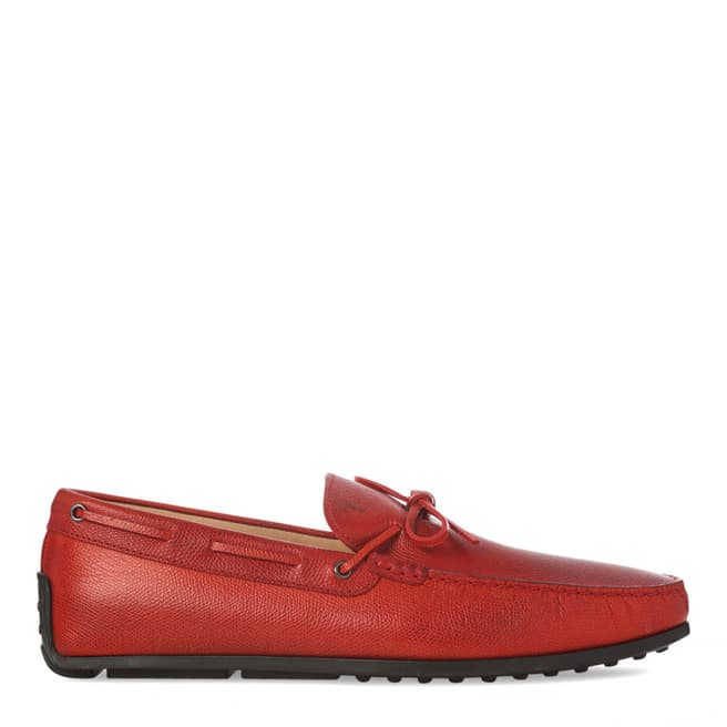 Tod's Men's Red Leather City Gommino Driving Shoes