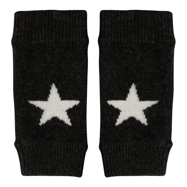  Charcoal Black/Winter White Cashmere Star Mittens