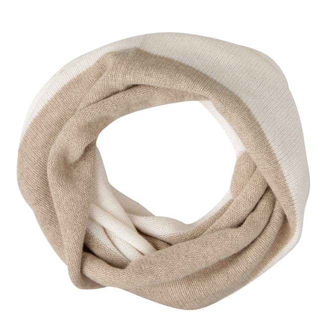 Laycuna London Taupe/Winter White Luxury Cashmere Snood