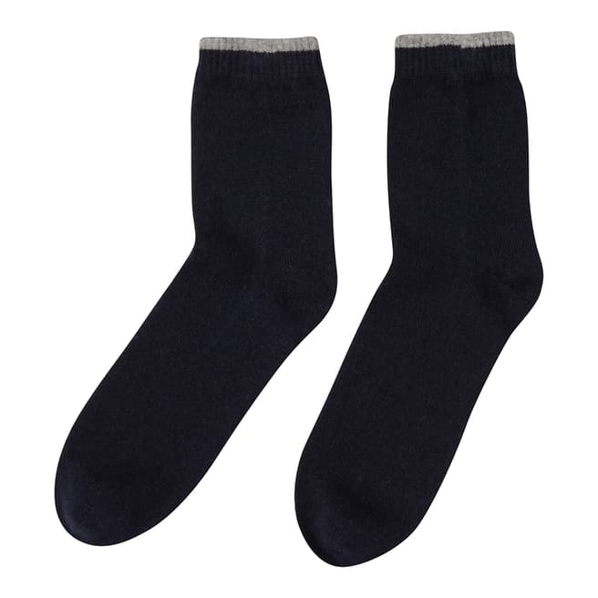  Navy/Grey Marl Cashmere Socks