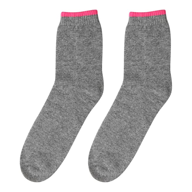  Grey Marl/Pink Cashmere Socks