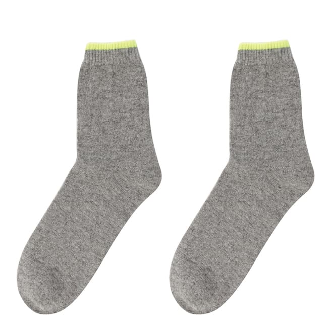 Laycuna London Grey/Yellow Cashmere Socks